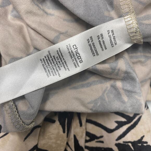 Chicos Pants Womens Medium Beige Zenergy Pull On Resort Wide Floral Drawstring 1 - Picture 8 of 9